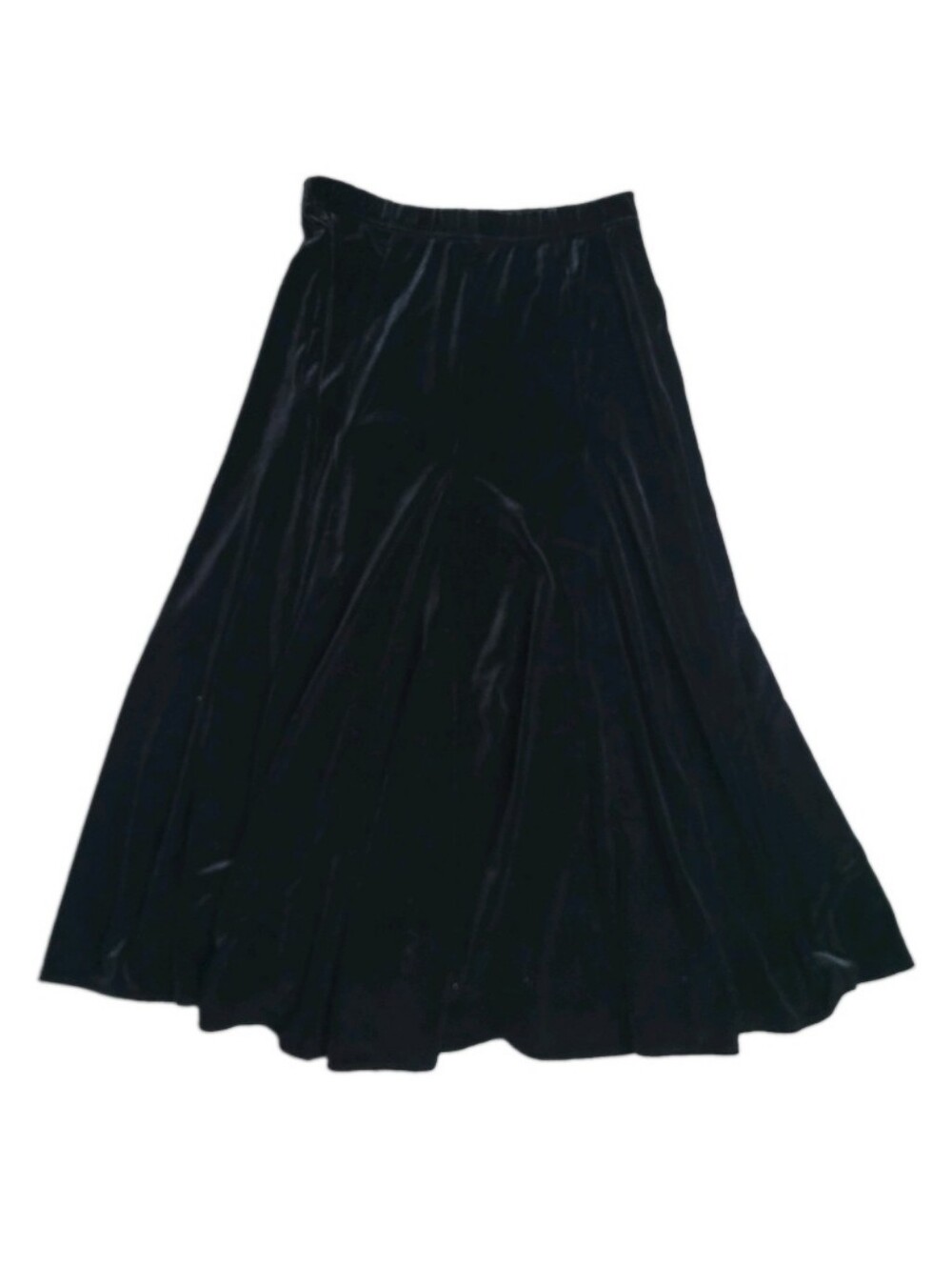 Gabriella Rossi Black Velvet A-Line Long Maxi Skirt Pull On Stretch Size S